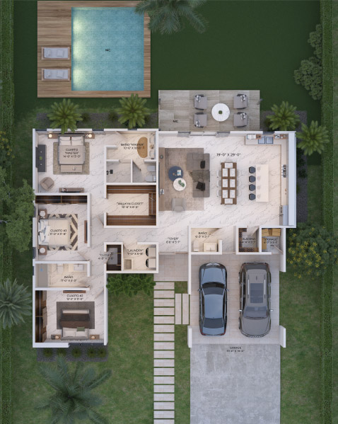 Floorplans del modelo de 3 cuartos