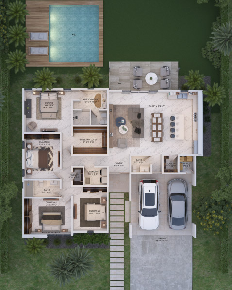 Floorplans del modelo de 4 cuartos
